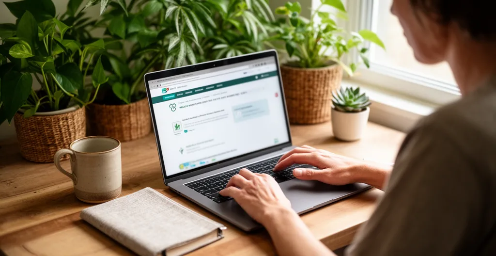 Personne consultant son espace Ameli sur ordinateur portable